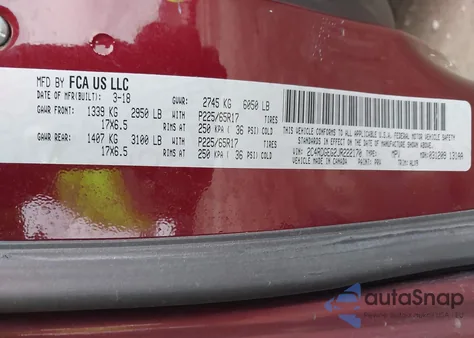 2018 Dodge Grand Caravan Gt из США, поврежденный, VIN 2C4RDGEG2JR222170